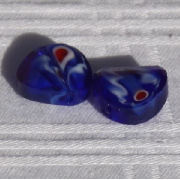 Lot de 2 perles en verre bleu roi, 12 mm - Photo n°2