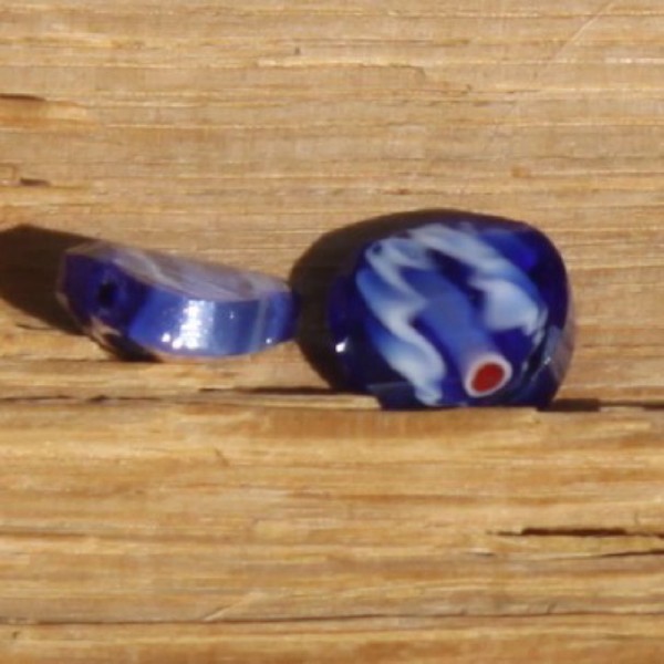 Lot de 2 perles en verre bleu roi, 12 mm - Photo n°1