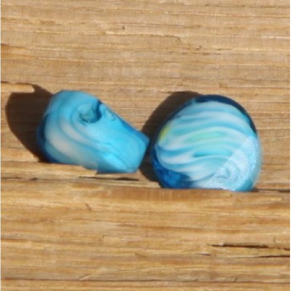 Lot de 2 perles en verre bleu clair, 12 mm - Photo n°1
