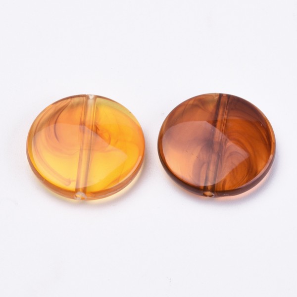 Perles rondes et plates 21 mm ambre x 4 - Photo n°2