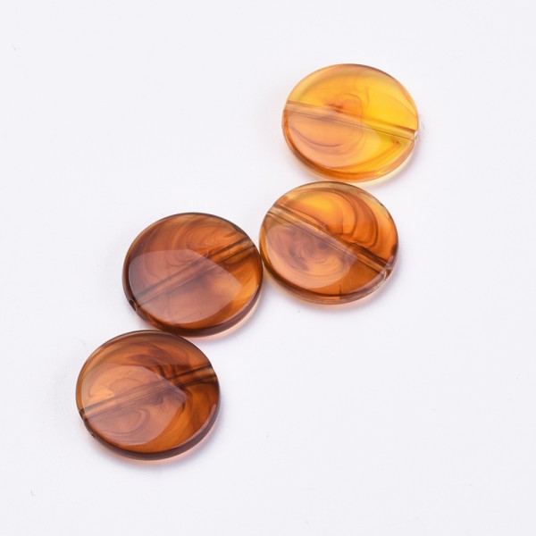 Perles rondes et plates 21 mm ambre x 4 - Photo n°1