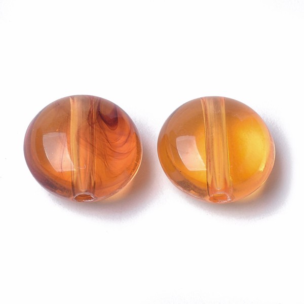 Perles rondes et plates 10.5 mm ambre x 10 - Photo n°2