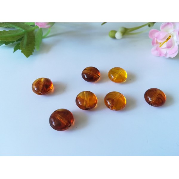Perles rondes et plates 10.5 mm ambre x 10 - Photo n°3