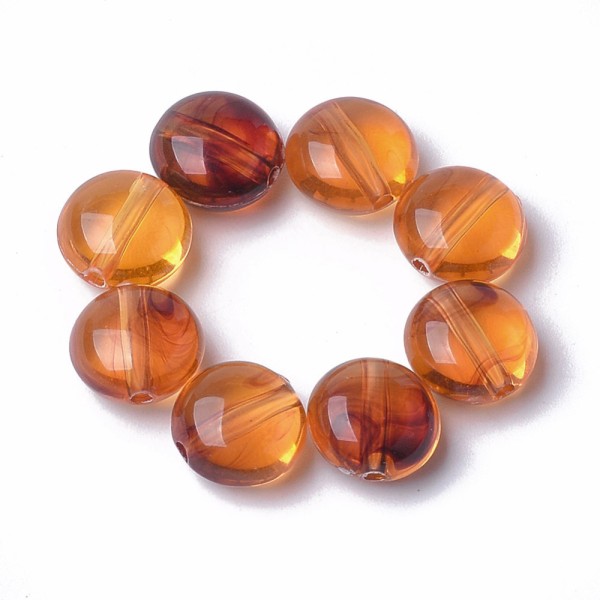 Perles rondes et plates 10.5 mm ambre x 10 - Photo n°1