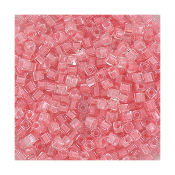 15 Grammes De Perles Miyuki Cubes 1.8mm Baby Pink Lined Crystal - Photo n°1