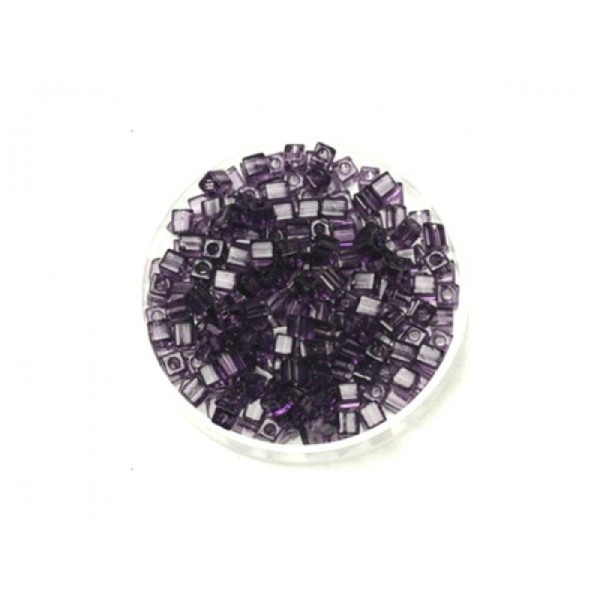 15 Grammes De Perles Miyuki Cubes 3mm Amethyste Transparente - Photo n°1