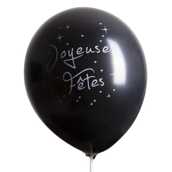 Joyeuses Fêtes 10 Ballons Noir - Photo n°1