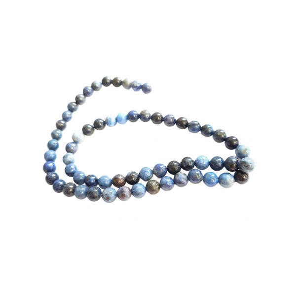 Fil de 60 perles rondes 6mm 6 mm en quartz bleu dumortiérite - Photo n°2