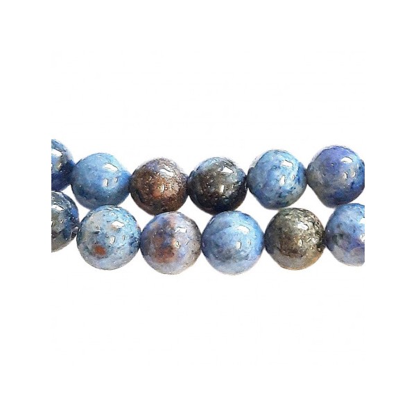 Fil de 60 perles rondes 6mm 6 mm en quartz bleu dumortiérite - Photo n°1