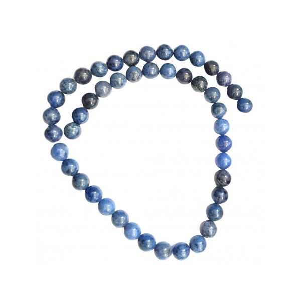 Fil de 45 perles rondes 8mm 8 mm en quartz bleu dumortiérite - Photo n°2