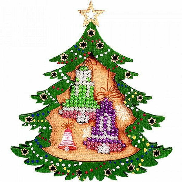 2 pièces cloches de Noël, ornement d'arbre de Noël kit de bricolage, pour peinture et broderie sur t - Photo n°1