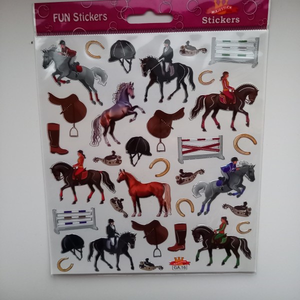 Gommettes stickers, sur le thème des chevaux de compétitions, pur sang, fer à cheval ... - Photo n°1
