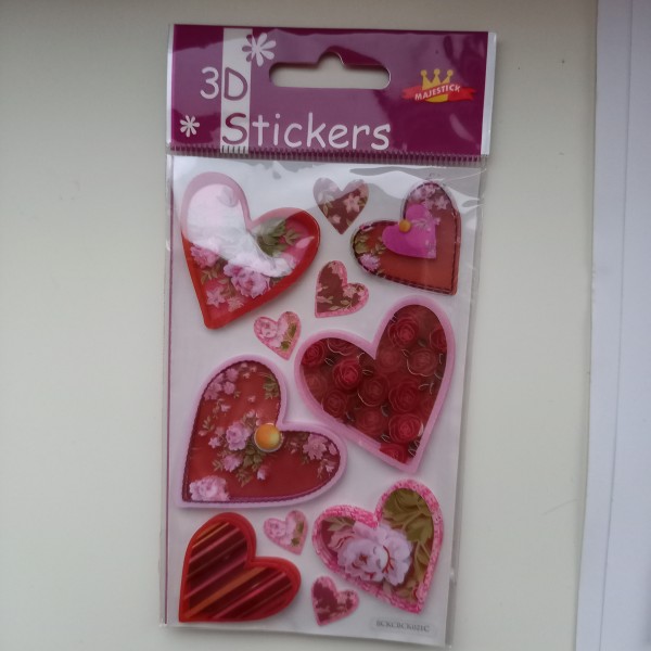 Gommettes stickers 3D, sur le thème des coeurs en relief - Photo n°1