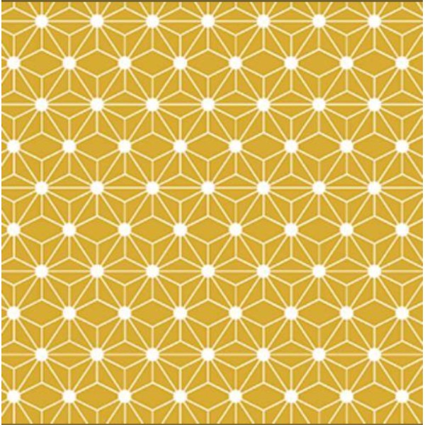 Coupon tissu coton – étoile graphique jaune - 40x50cm - Photo n°1