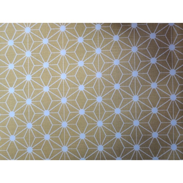 Coupon tissu coton – grosse étoile graphique jaune - 40x50cm - Photo n°1