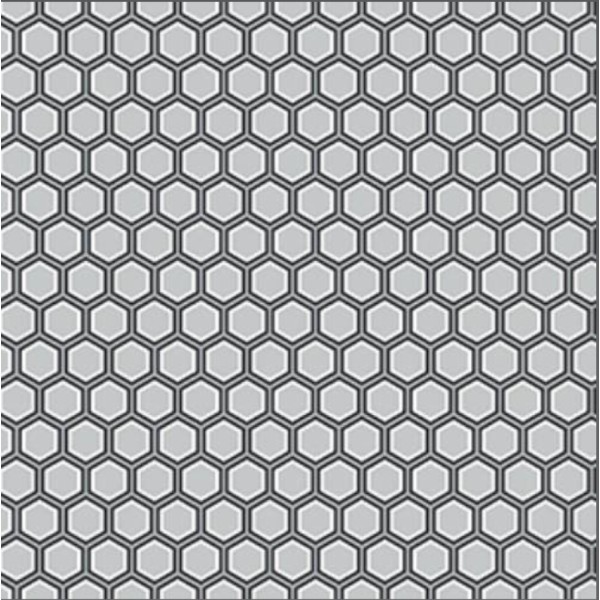 Coupon tissu coton – hexagone gris / géométrique - 40x50cm - Photo n°1