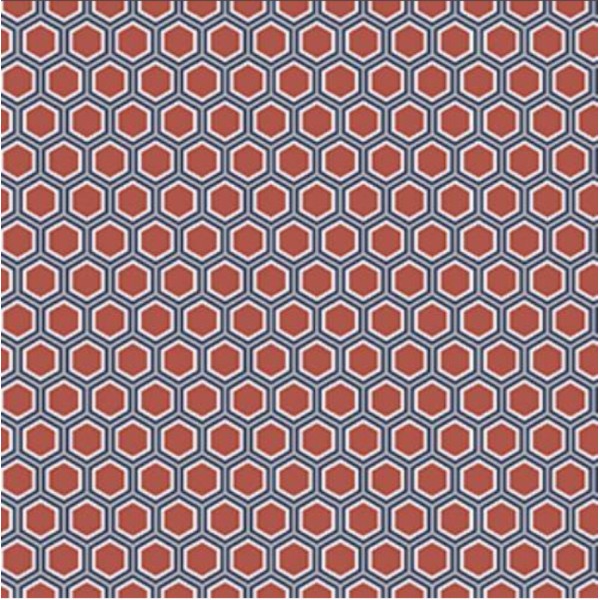 Coupon tissu coton – hexagone rouge / géométrique - 40x50cm - Photo n°1