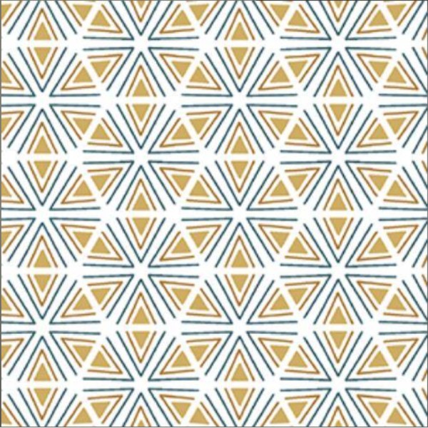 Coupon tissu coton – fleur ocre / géométrique - 40x50cm - Photo n°1