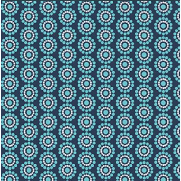 Coupon tissu coton – fleur bleu - 40x50cm - Photo n°1