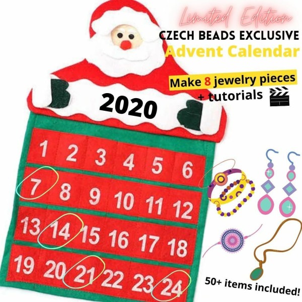 1pc 2020 Calendrier de Noël d'Avent avec Perles tchèques, Diy pour femmes, avec 8 cadeaux uniques: b - Photo n°3