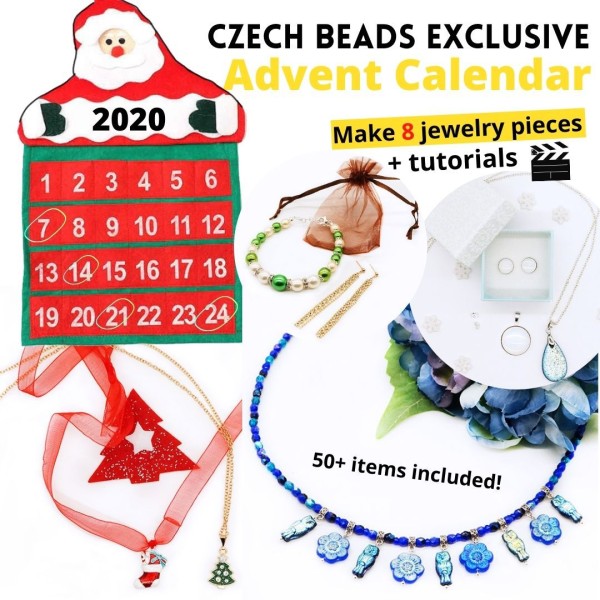1pc 2020 Calendrier de Noël d'Avent avec Perles tchèques, Diy pour femmes, avec 8 cadeaux uniques: b - Photo n°1