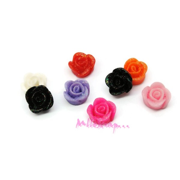 Cabochons petites fleurs résine multicolore - 8 pièces - Photo n°1