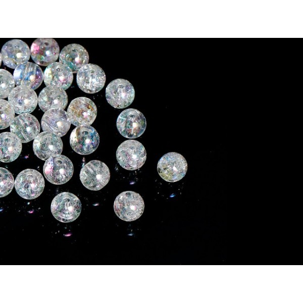 100 Perles Craquelées Transparentes 8mm - Photo n°1