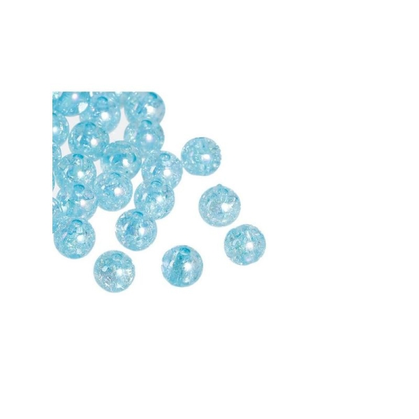 100 Perles Craquelées Bleu Ciel 8mm - Photo n°1