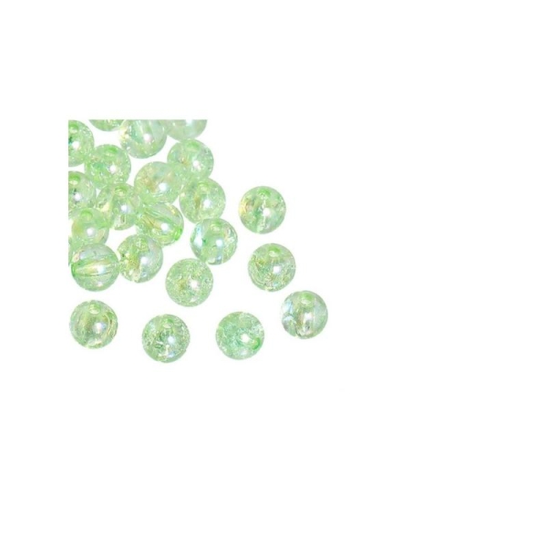 100 Perles Craquelées Vertes 8mm - Photo n°1