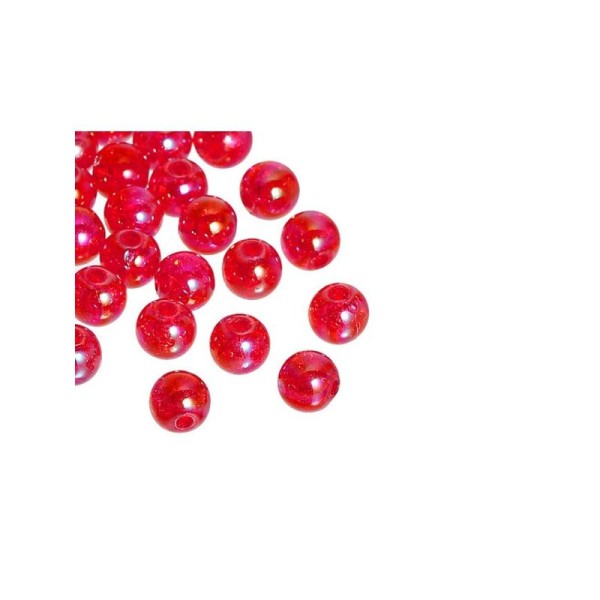 100 Perles Craquelées Rouges 8mm - Photo n°1
