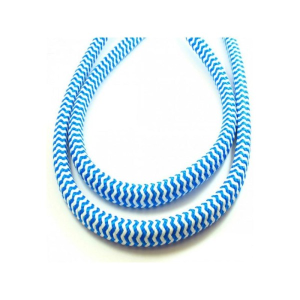 Corde Tressée Chevrons Diamètre 10mm, Bleu électrique Et Blanc, Au Mètre - Photo n°1