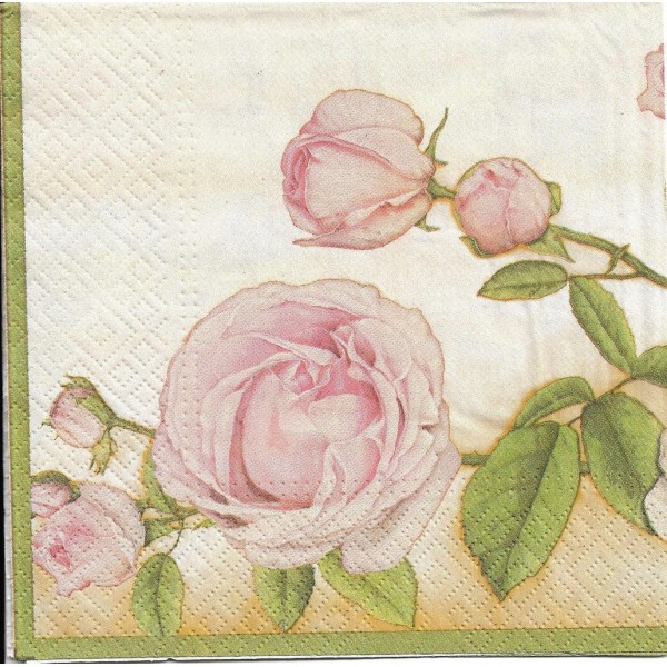 4 Serviettes en papier Rose Beauté Format Lunch Decoupage Decopatch SDL-085000 Paw - Photo n°2