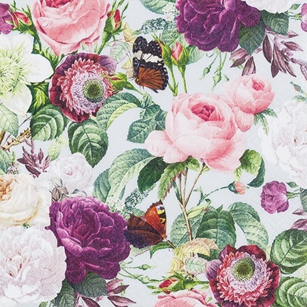 4 différentes serviettes en papier pour découpage papillon rose 33 cm x 33 cm