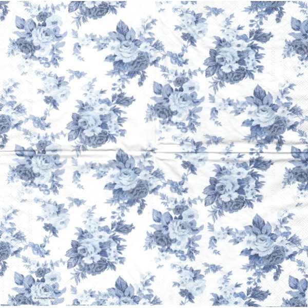 4 Serviettes en papier Roses Bleues Antoinette Format Lunch Decoupage Decopatch 13308456 Ambiente - Photo n°1