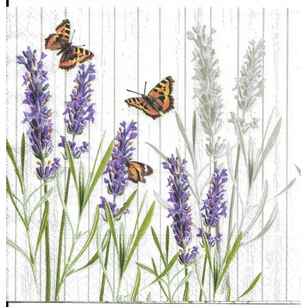 4 Serviettes en papier Lavande Papillons Format Lunch Decoupage 210223 Paper+Design - Photo n°2