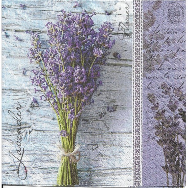 4 Serviettes en papier Bouquet de Lavande Format Lunch Decoupage Decopatch TL573000 Teteàtete - Photo n°2