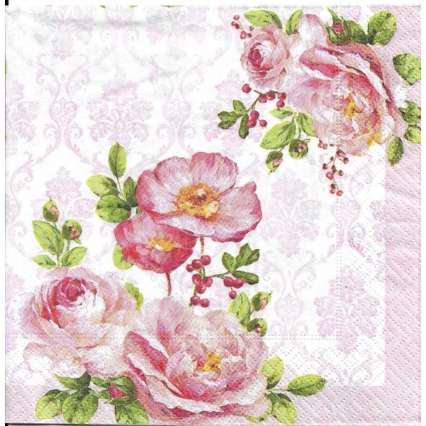 4 Serviettes en papier Motif Floral Format Lunch 414-FLDA Easy Life Decoupage Decopatch - Photo n°1