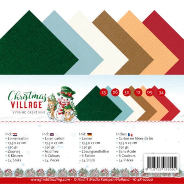 Set 24 cartes Yvonne Creations - Christmas village 13.5x27cm - Photo n°1