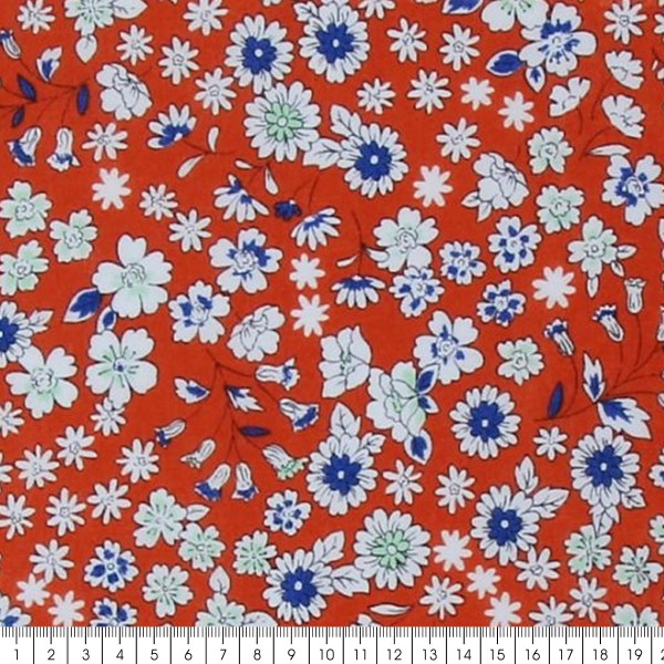 Tissu Fleuri Frou-Frou - Coton léger - Ambre - Par 10 cm - Photo n°3