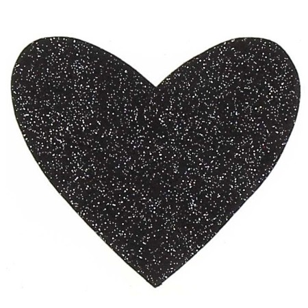 Motif thermocollant - Coeur noir pailleté - 9 x 8 cm