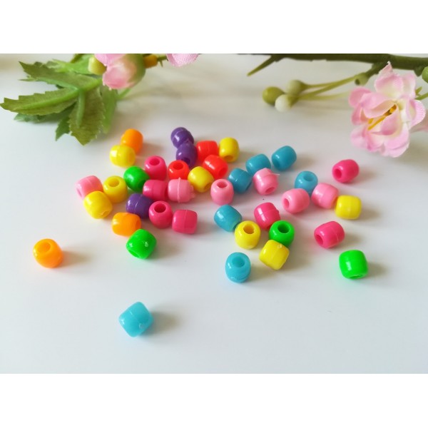 Perles acrylique enfants forme tonneaux 6 mm x 95 - Photo n°1