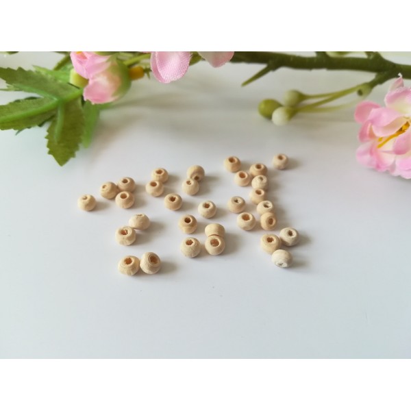 Perles en bois couleur naturel 4 mm x 100 - Photo n°1