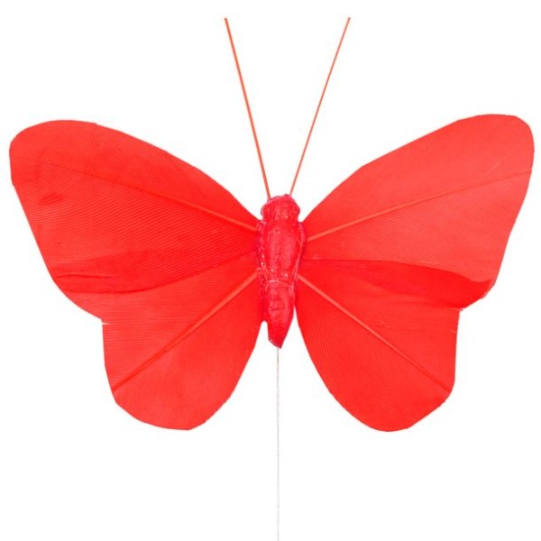 Papillon uni sur tige rouge x6 - Photo n°1