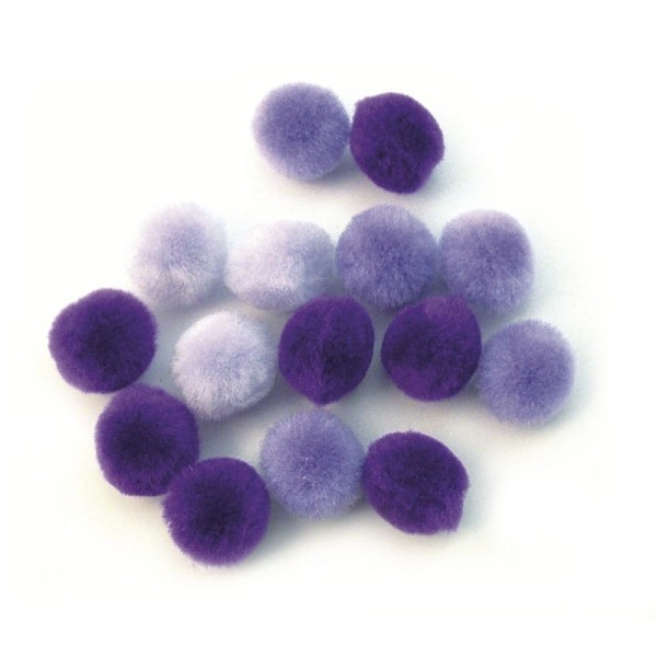 60 Minis pompons lilas-violet assortis - Photo n°1