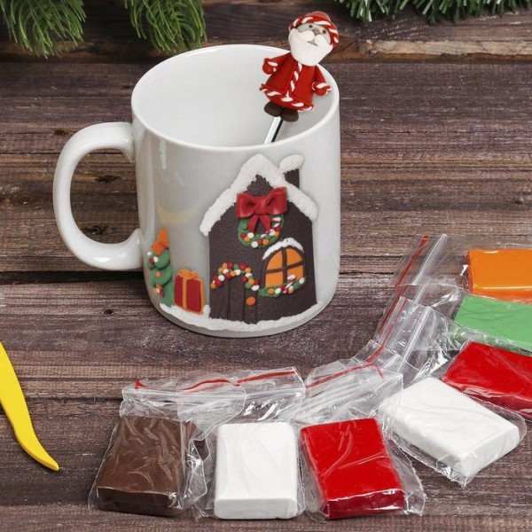 Pain D'épice maison W Santa Claus tasse DIY Kit, polymère argile Décoration, 300 ml, argile enfants, - Photo n°2
