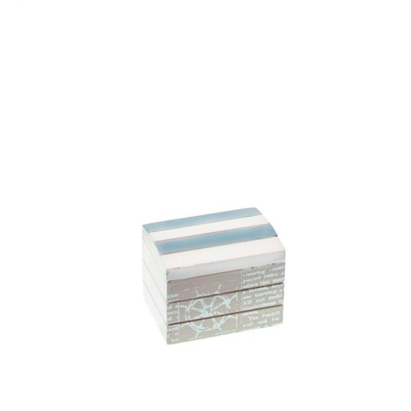 Mini coffre marin 8cm blanc et bleu - Photo n°1