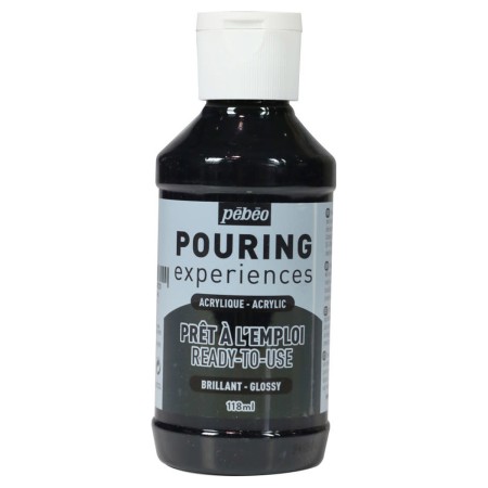 Peinture Acrylique Pouring Pébéo - Noir d'ivoire - 118 ml
