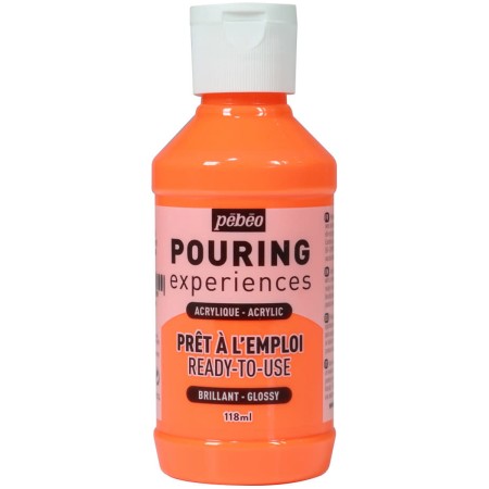 Peinture Acrylique Pouring Pébéo - Orange Fluorescent - 118 ml