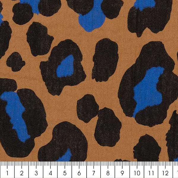 Tissu double gaze de coton Rico Design - Motif Léopard Camel - Vendu par 10 cm - Photo n°2