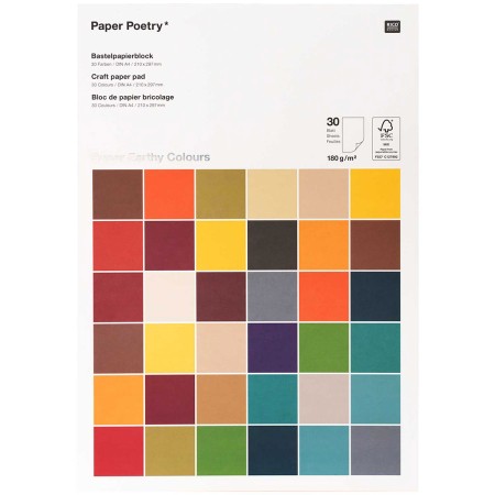 Bloc de papier scrapbooking Uni Rico Design - Couleurs Automnales - Format A4 - 30 feuilles